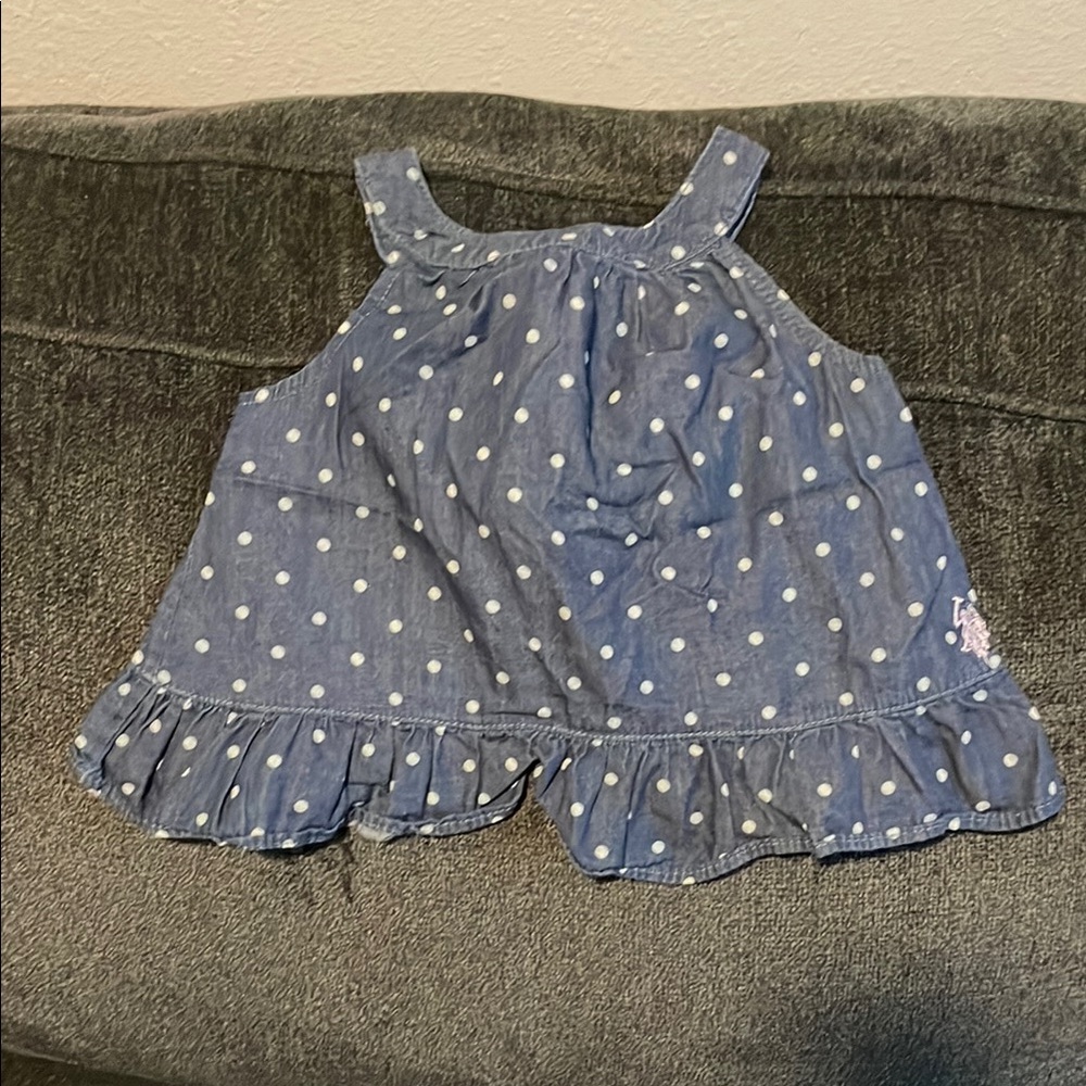 U.S. Polo Assn. Blue Polka Dot Kids Blouse